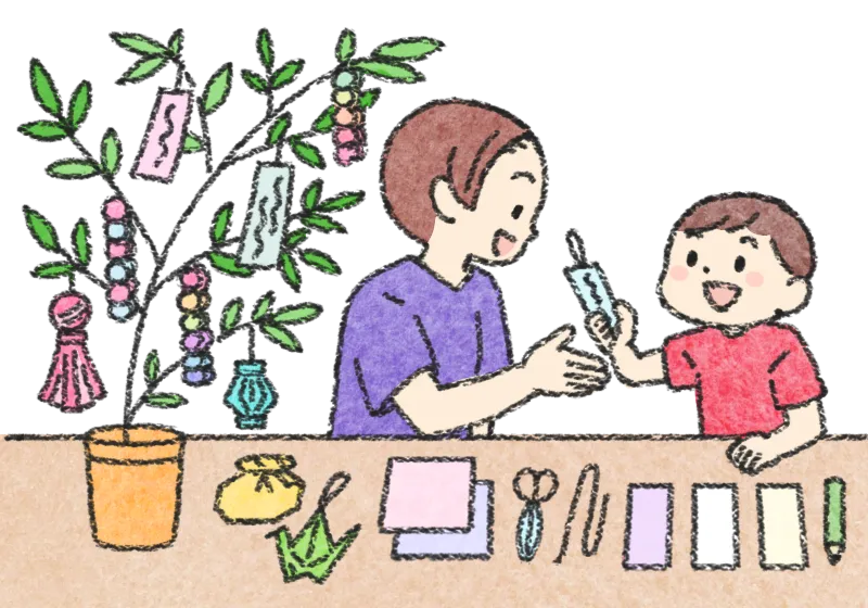七夕 七夕飾り 短冊 笹 願いごと