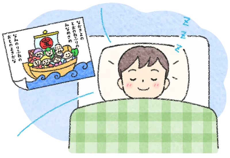 お正月 子ども 初夢 おまじない 七福神 宝船 回文