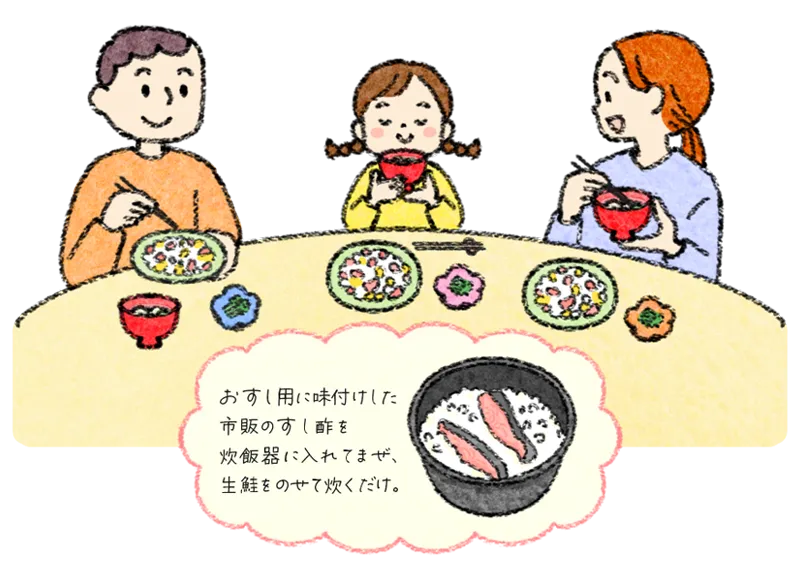 ひな祭り 桃の節句 行事食 炊飯器で作る 簡単鮭ずし