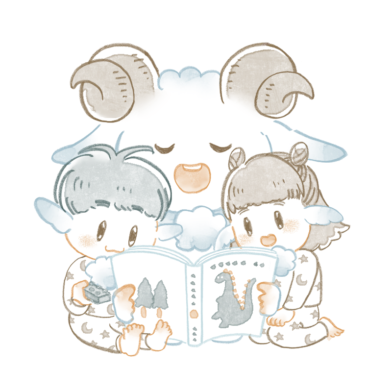 小森羊仔 お子さんに読み聞かせしている場面