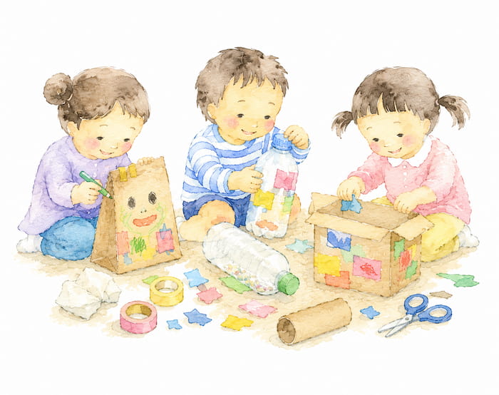 あと伸びする力　廃材あそび