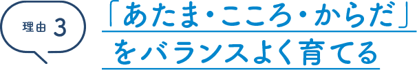 理由3 「あたま・こころ・からだ」をバランスよく育てる