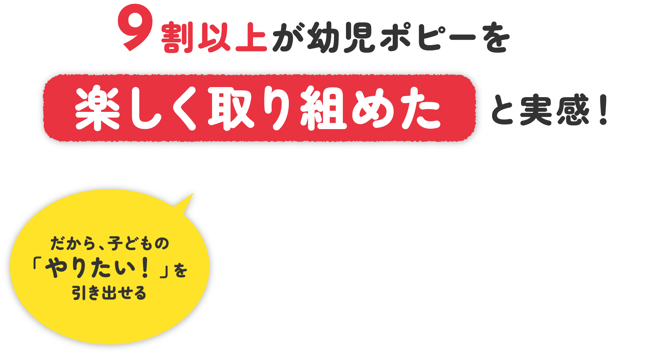 9割以上が幼児ポピーを楽しく取り組めたと実感！だから、子どもの「やりたい！」を引き出せる